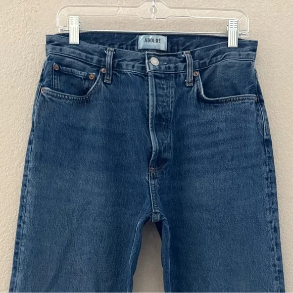 Agolde 90s Pinch Waist Straight Jeans High Rise Med Indigo Blue Button Fly 28 - Picture 7 of 16